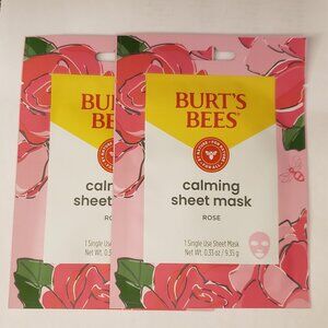 3/$10 2-Pack Burt's Bees Calming Sheet Mask Rose Skin Face Spa Beauty Self Care